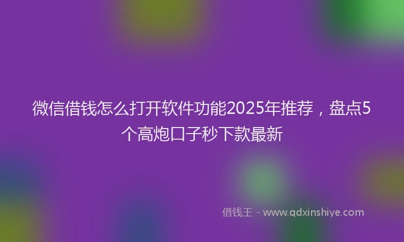 微信借钱怎么打开软件功能2025年推荐，盘点5个高炮口子秒下款最新