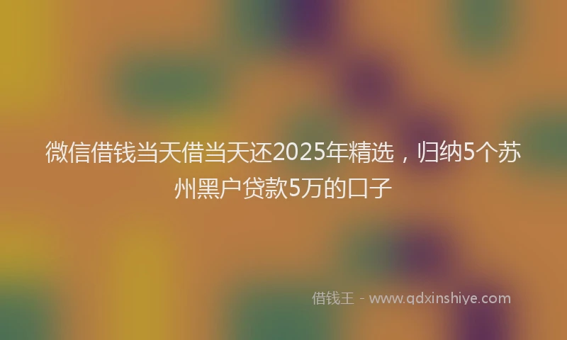 微信借钱当天借当天还2025年精选，归纳5个苏州黑户贷款5万的口子