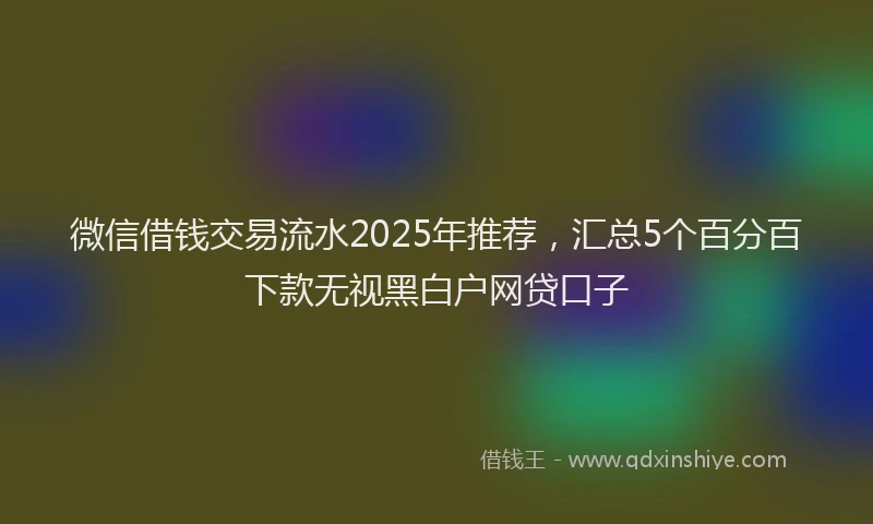 微信借钱交易流水2025年推荐，汇总5个百分百下款无视黑白户网贷口子