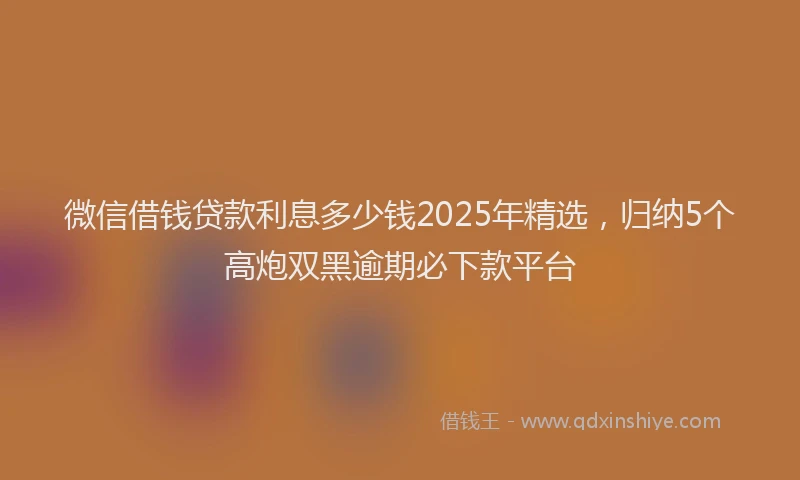 微信借钱贷款利息多少钱2025年精选，归纳5个高炮双黑逾期必下款平台