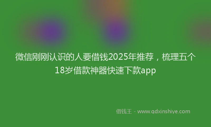 微信刚刚认识的人要借钱2025年推荐，梳理五个18岁借款神器快速下款app