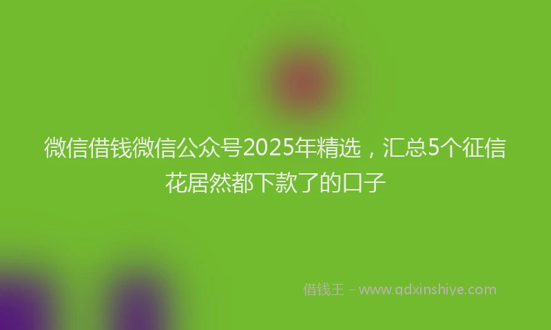 微信借钱微信公众号2025年精选，汇总5个征信花居然都下款了的口子