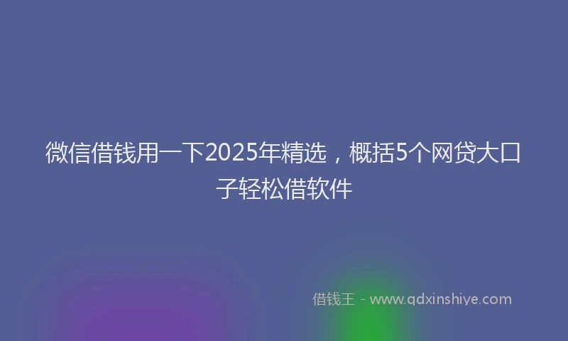 微信借钱用一下2025年精选，概括5个网贷大口子轻松借软件