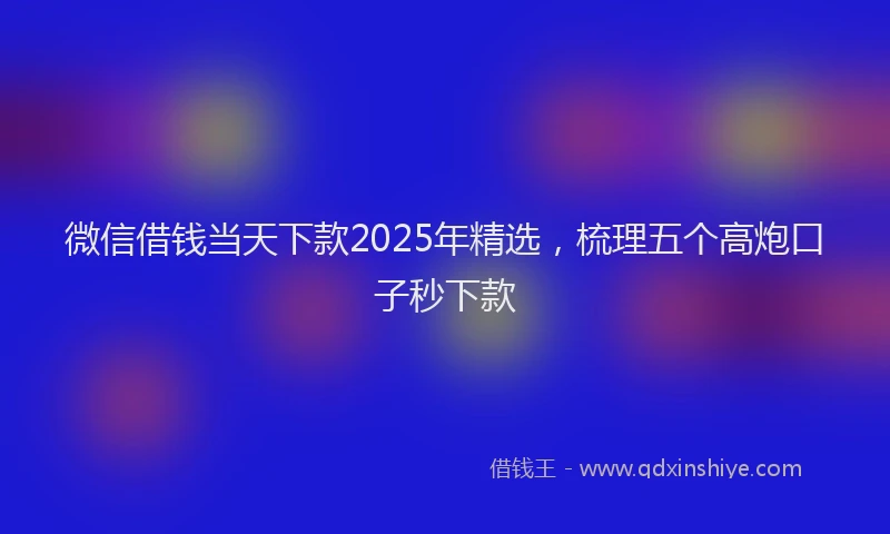 微信借钱当天下款2025年精选，梳理五个高炮口子秒下款