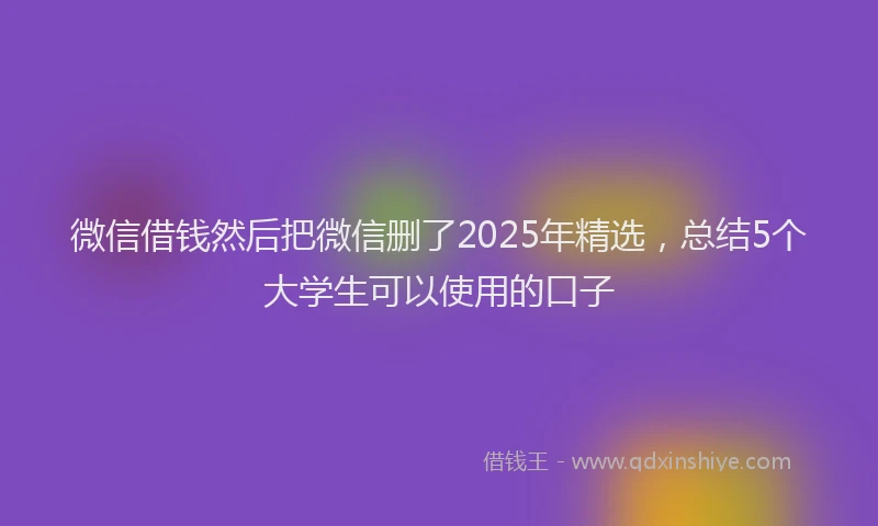 微信借钱然后把微信删了2025年精选，总结5个大学生可以使用的口子