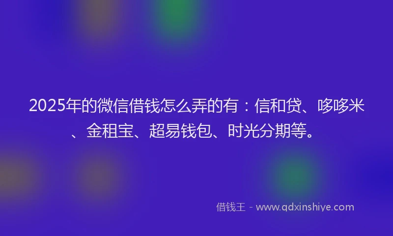 2025年的微信借钱怎么弄的有：信和贷、哆哆米、金租宝、超易钱包、时光分期等。