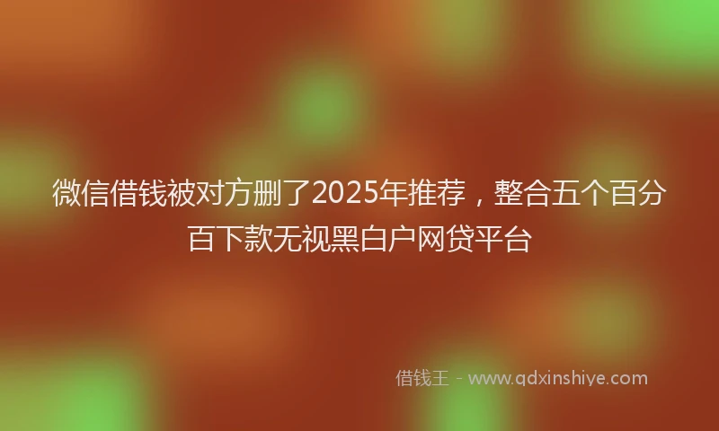 微信借钱被对方删了2025年推荐，整合五个百分百下款无视黑白户网贷平台