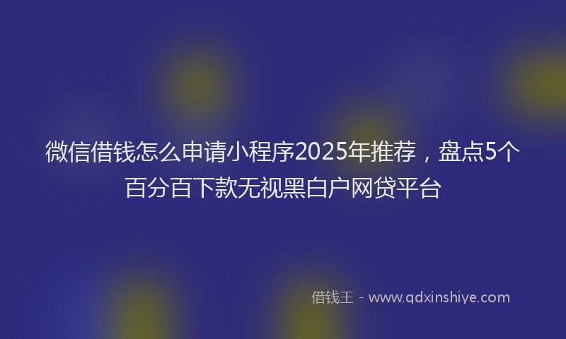 微信借钱怎么申请小程序2025年推荐，盘点5个百分百下款无视黑白户网贷平台