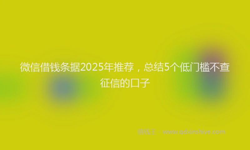 微信借钱条据2025年推荐，总结5个低门槛不查征信的口子
