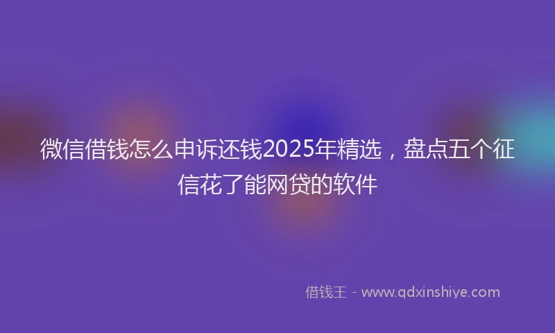 微信借钱怎么申诉还钱2025年精选，盘点五个征信花了能网贷的软件
