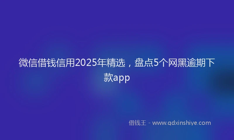 微信借钱信用2025年精选，盘点5个网黑逾期下款app