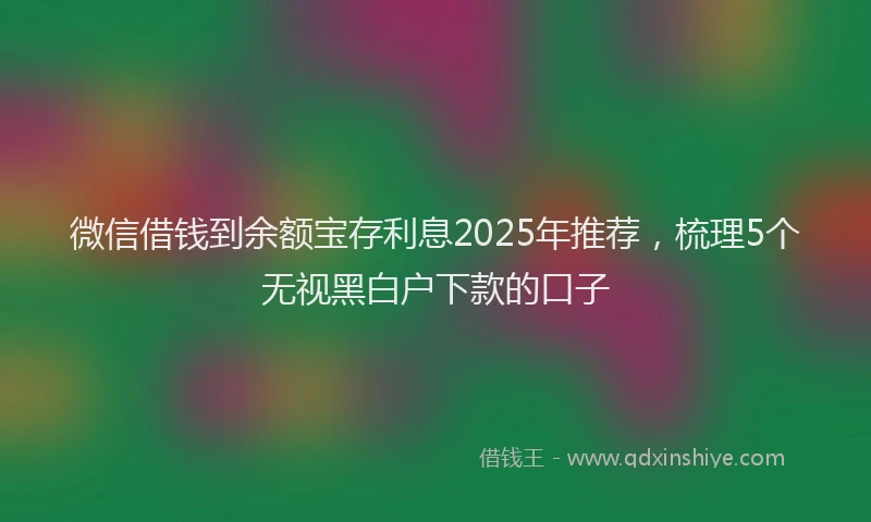 微信借钱到余额宝存利息2025年推荐，梳理5个无视黑白户下款的口子