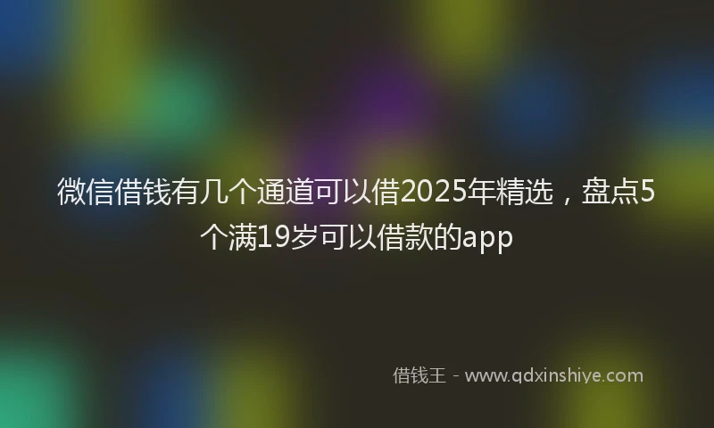 微信借钱有几个通道可以借2025年精选，盘点5个满19岁可以借款的app
