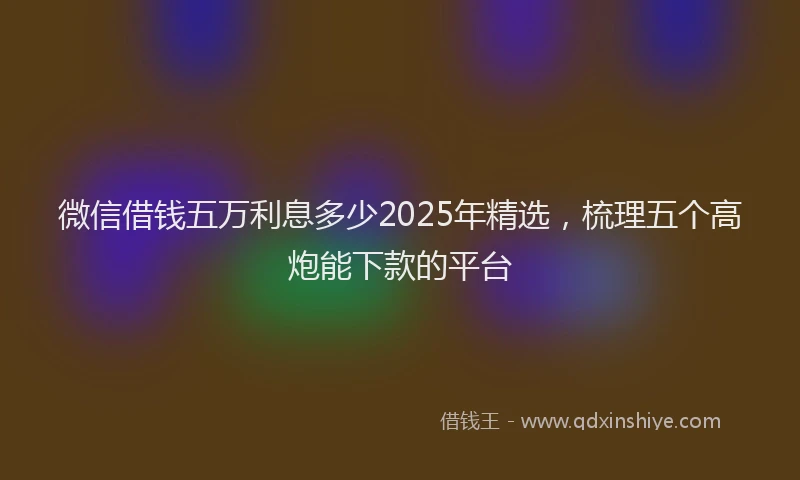 微信借钱五万利息多少2025年精选，梳理五个高炮能下款的平台