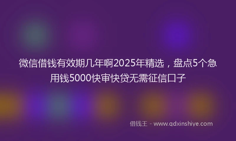 微信借钱有效期几年啊2025年精选，盘点5个急用钱5000快审快贷无需征信口子