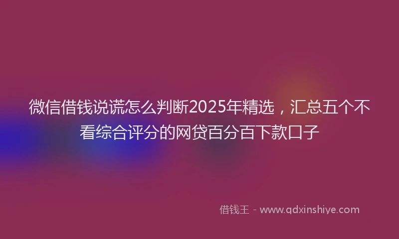微信借钱说谎怎么判断2025年精选，汇总五个不看综合评分的网贷百分百下款口子