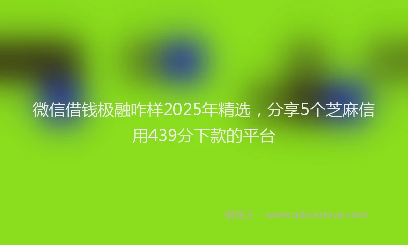 微信借钱极融咋样2025年精选，分享5个芝麻信用439分下款的平台