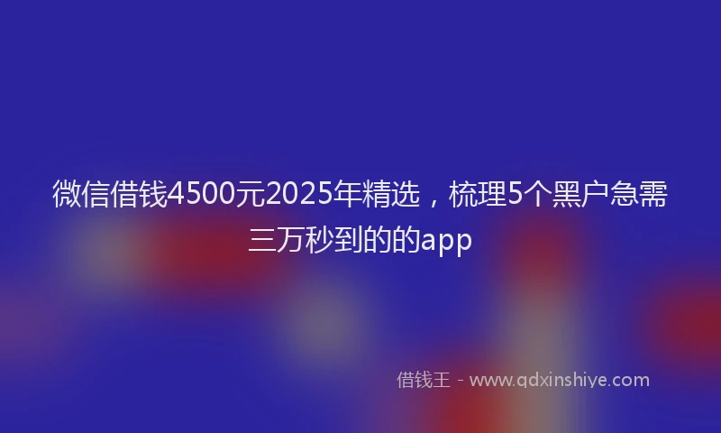 微信借钱4500元2025年精选，梳理5个黑户急需三万秒到的的app