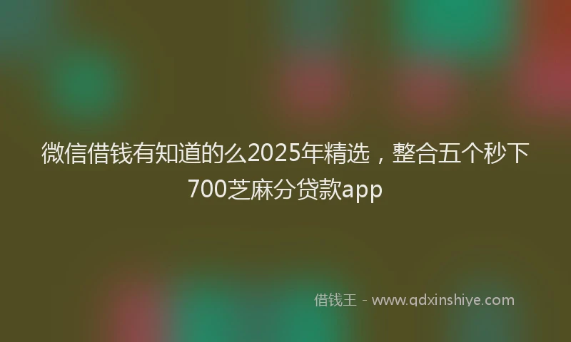 微信借钱有知道的么2025年精选，整合五个秒下700芝麻分贷款app