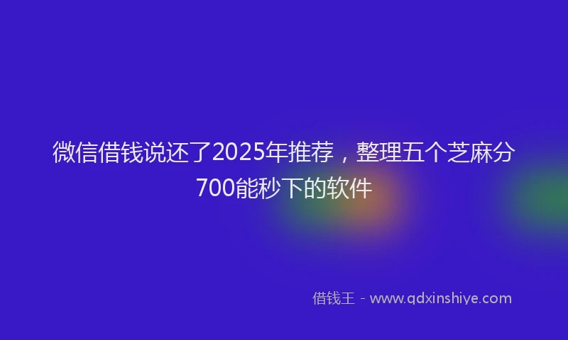 微信借钱说还了2025年推荐，整理五个芝麻分700能秒下的软件