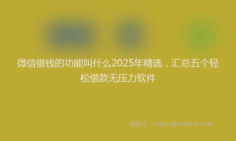 微信借钱的功能叫什么2025年精选，汇总五个轻松借款无压力软件
