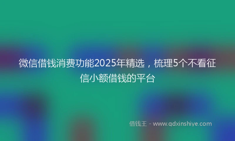 微信借钱消费功能2025年精选，梳理5个不看征信小额借钱的平台