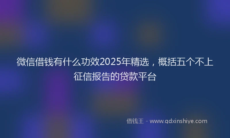 微信借钱有什么功效2025年精选，概括五个不上征信报告的贷款平台