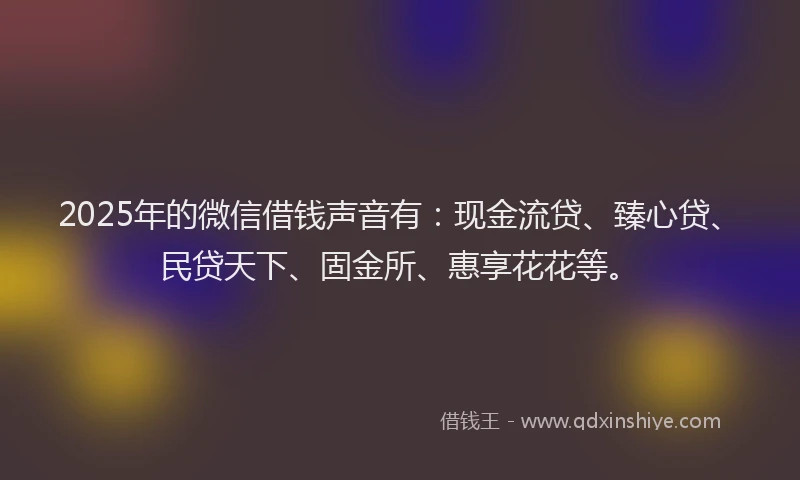 2025年的微信借钱声音有：现金流贷、臻心贷、民贷天下、固金所、惠享花花等。