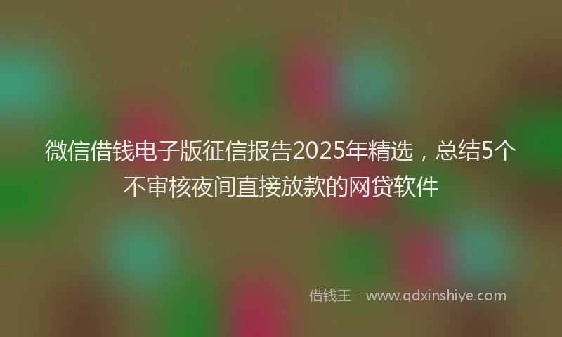 微信借钱电子版征信报告2025年精选，总结5个不审核夜间直接放款的网贷软件