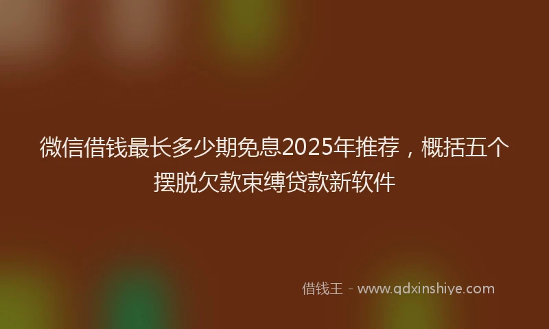 微信借钱最长多少期免息2025年推荐，概括五个摆脱欠款束缚贷款新软件