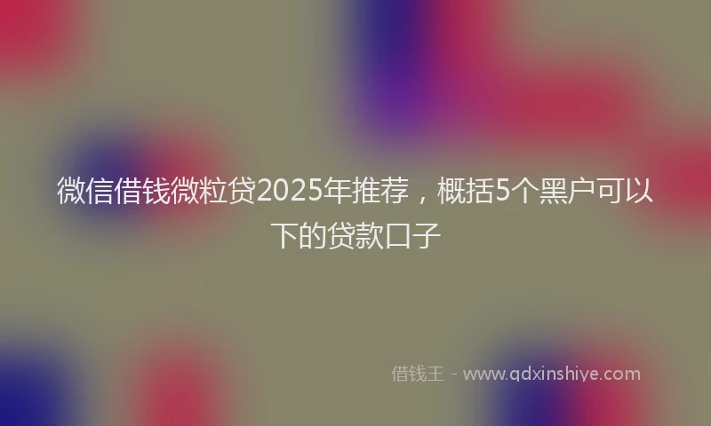 微信借钱微粒贷2025年推荐，概括5个黑户可以下的贷款口子