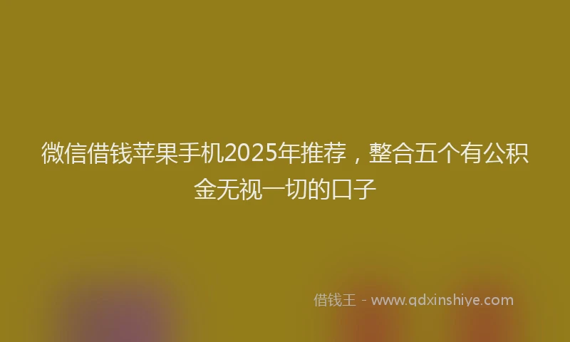 微信借钱苹果手机2025年推荐，整合五个有公积金无视一切的口子
