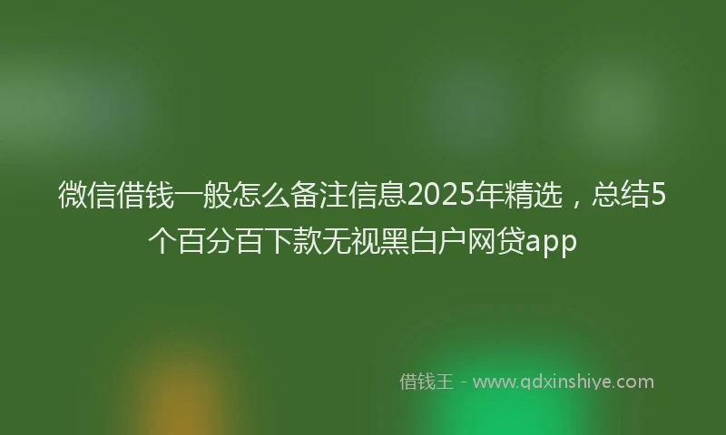 微信借钱一般怎么备注信息2025年精选，总结5个百分百下款无视黑白户网贷app