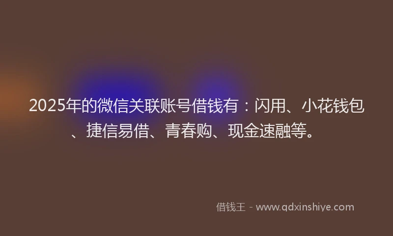 2025年的微信关联账号借钱有：闪用、小花钱包、捷信易借、青春购、现金速融等。