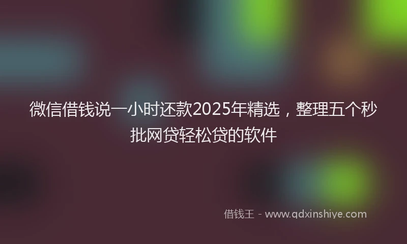 微信借钱说一小时还款2025年精选，整理五个秒批网贷轻松贷的软件