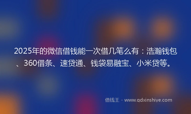 2025年的微信借钱能一次借几笔么有：浩瀚钱包、360借条、速贷通、钱袋易融宝、小米贷等。