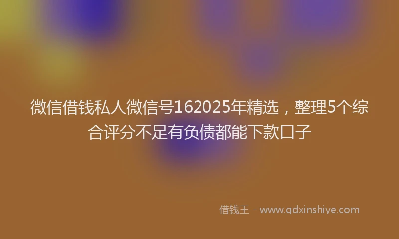 微信借钱私人微信号162025年精选，整理5个综合评分不足有负债都能下款口子