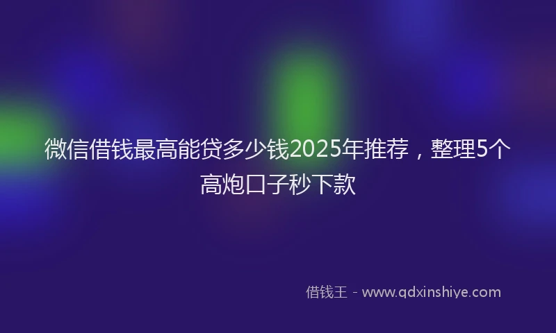 微信借钱最高能贷多少钱2025年推荐，整理5个高炮口子秒下款