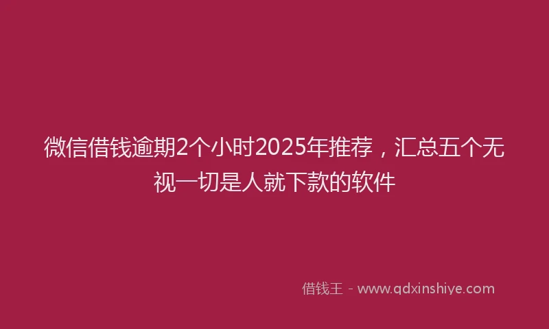 微信借钱逾期2个小时2025年推荐，汇总五个无视一切是人就下款的软件