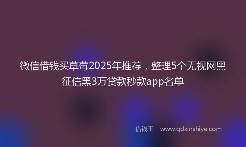 微信借钱买草莓2025年推荐，整理5个无视网黑征信黑3万贷款秒款app名单