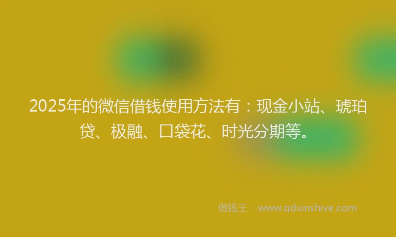 2025年的微信借钱使用方法有：现金小站、琥珀贷、极融、口袋花、时光分期等。