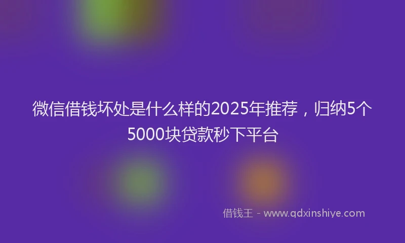 微信借钱坏处是什么样的2025年推荐，归纳5个5000块贷款秒下平台