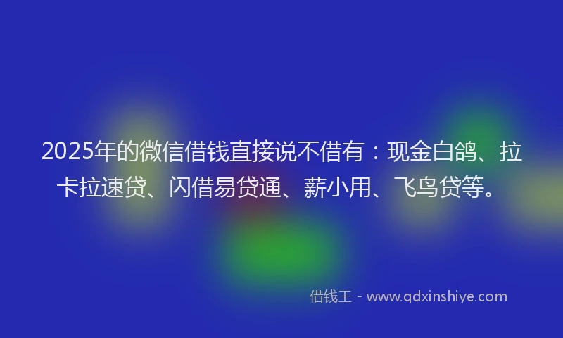 2025年的微信借钱直接说不借有：现金白鸽、拉卡拉速贷、闪借易贷通、薪小用、飞鸟贷等。