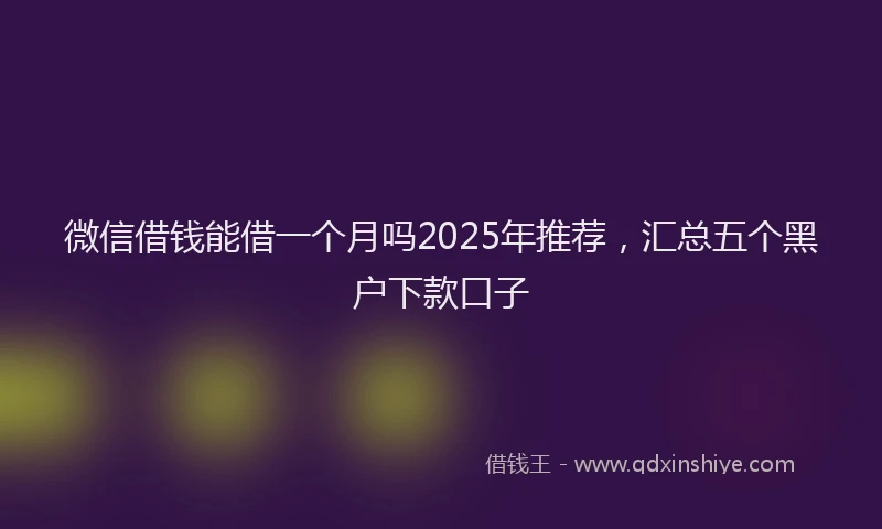 微信借钱能借一个月吗2025年推荐，汇总五个黑户下款口子