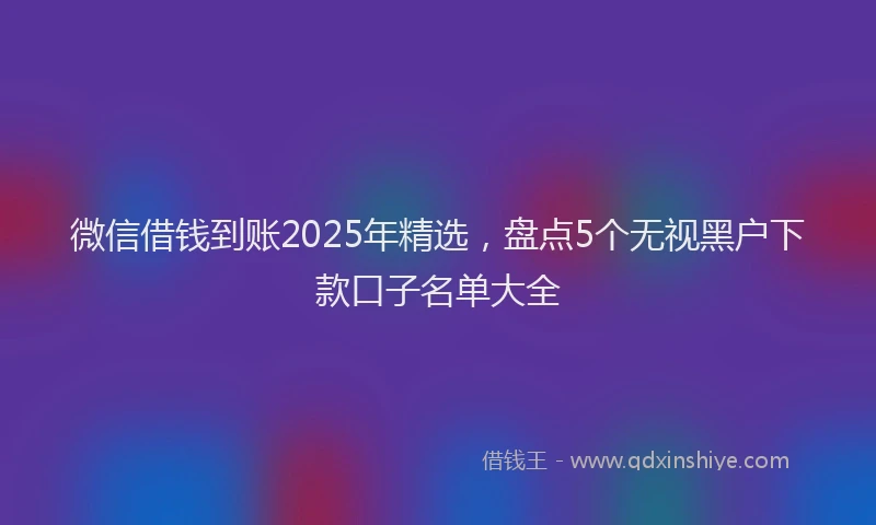 微信借钱到账2025年精选，盘点5个无视黑户下款口子名单大全