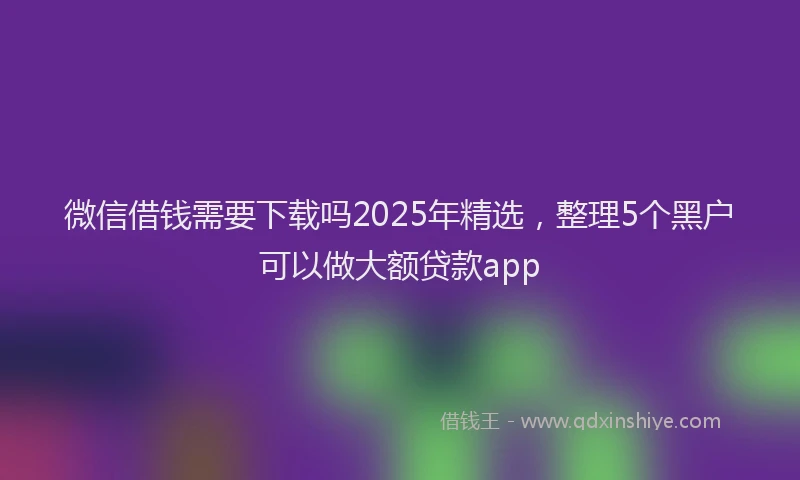 微信借钱需要下载吗2025年精选，整理5个黑户可以做大额贷款app