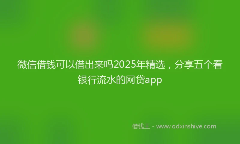 微信借钱可以借出来吗2025年精选，分享五个看银行流水的网贷app