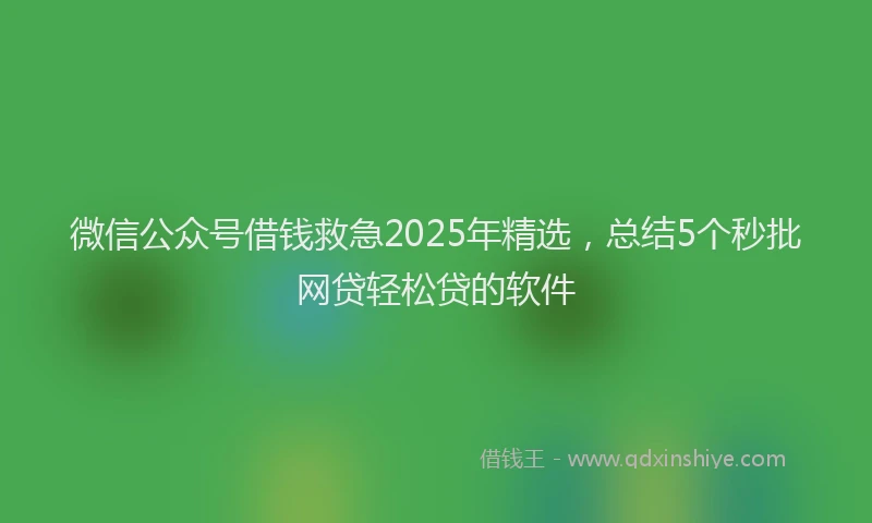 微信公众号借钱救急2025年精选，总结5个秒批网贷轻松贷的软件