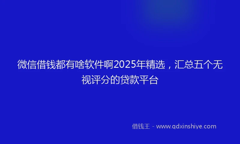 微信借钱都有啥软件啊2025年精选，汇总五个无视评分的贷款平台