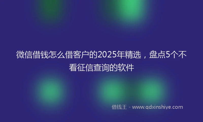 微信借钱怎么借客户的2025年精选，盘点5个不看征信查询的软件